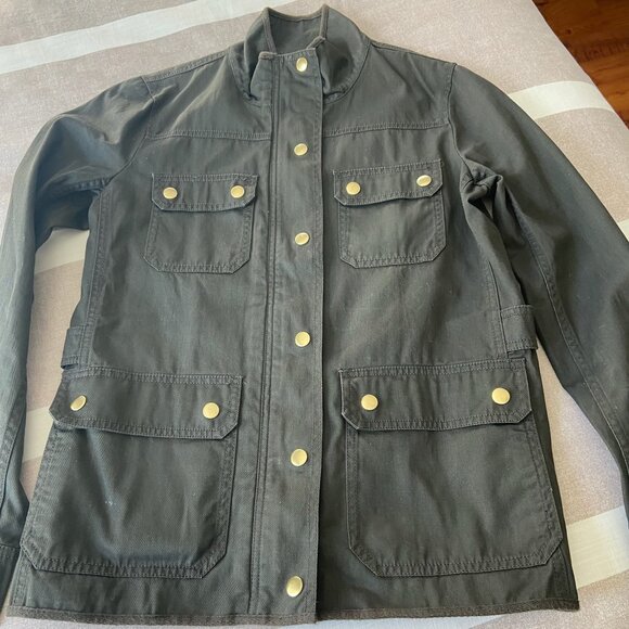 EUC J. Crew Black Utility Field Jacket | Classic Cotton with Gold Hardware Sz S - Picture 5 of 9